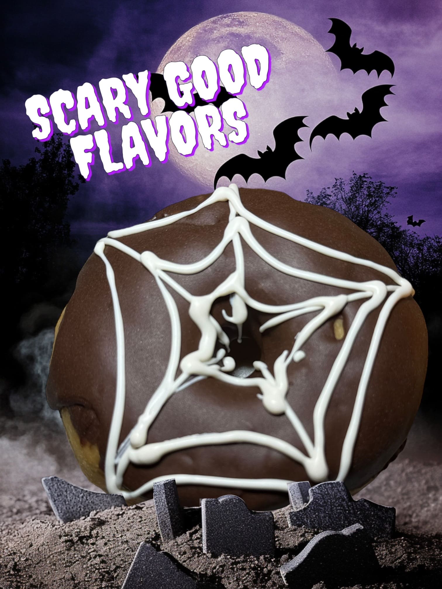 Dona decorada con telaraña de chocolate, Halloween Monterrey