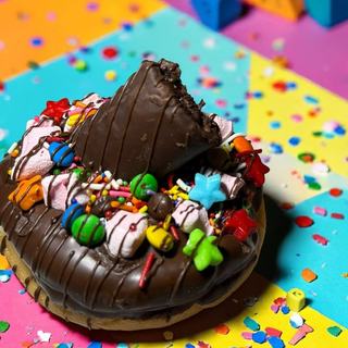 Dona de chocolate decorada con grageas, donas decoradas en Apodaca